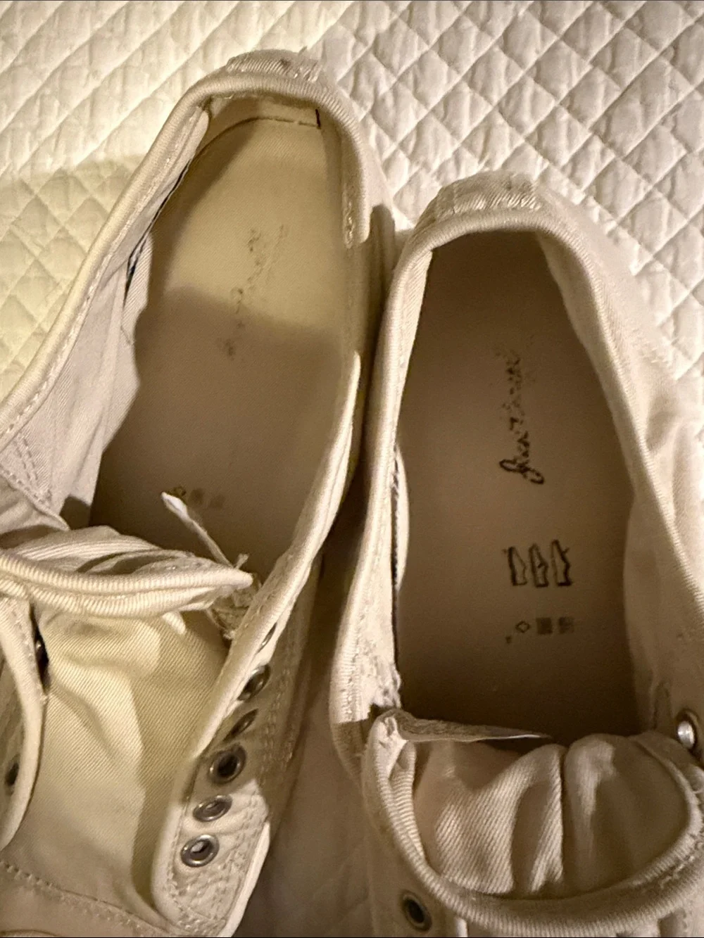 Slip-On Canvas Athletic Shoes in Beige - Unbranded
